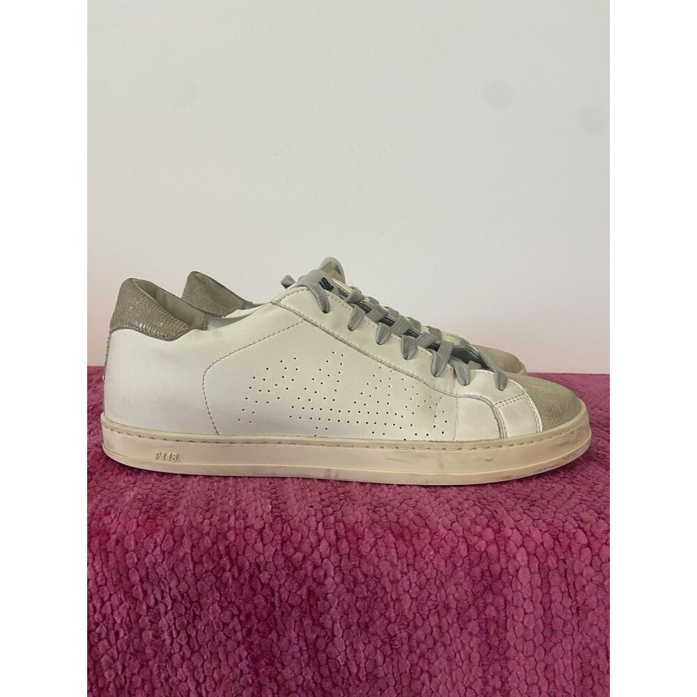 P448 John Low Top Wave Sneakers White Tan Size EU 39 US Size 8-8.5